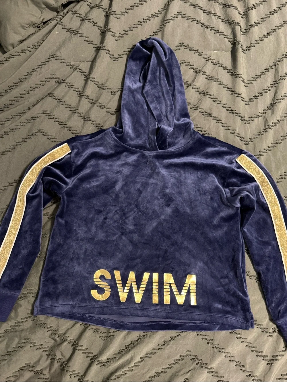 Justice Navy Blue Hoodie & Jogger Set with Gold Accents